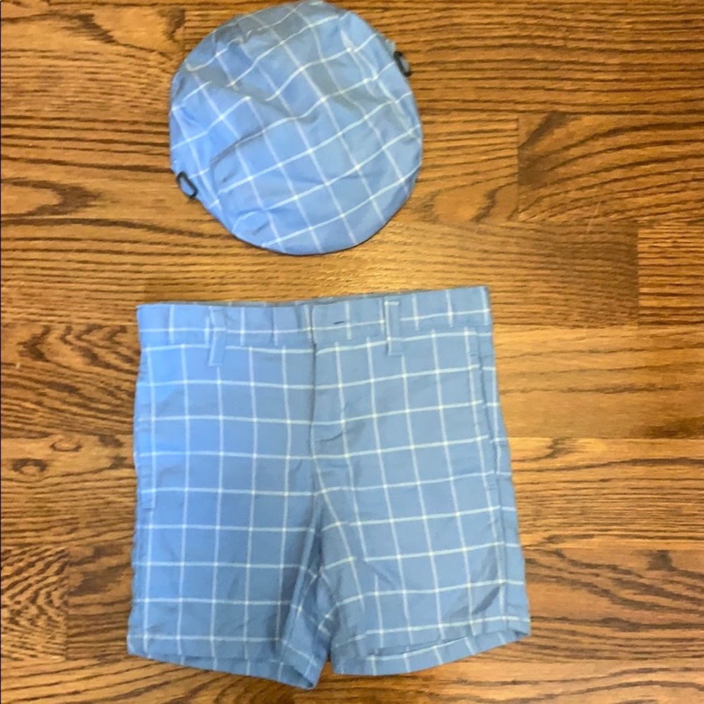 Janie and Jack plaid shorts and matching hat